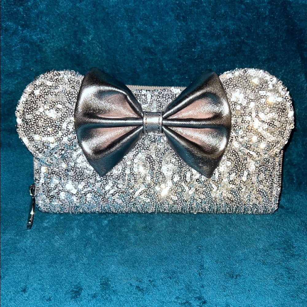 Loungefly Silver Sequin Bag with Metallic Bow